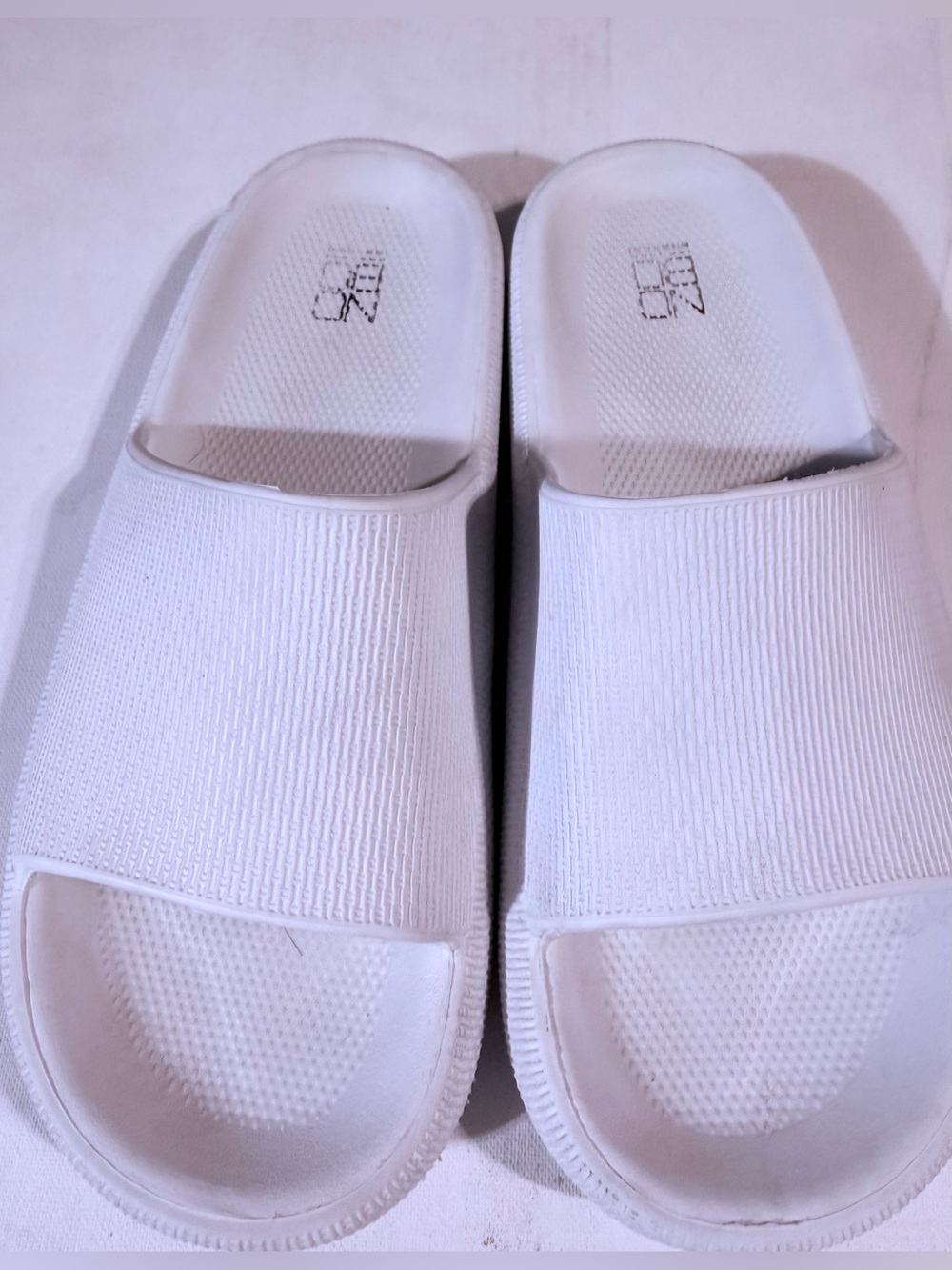 NOBO White Textured Slide Sandals